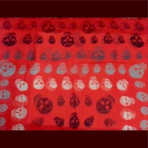 { Alexander McQueen } Red - Silk Skull Scarf